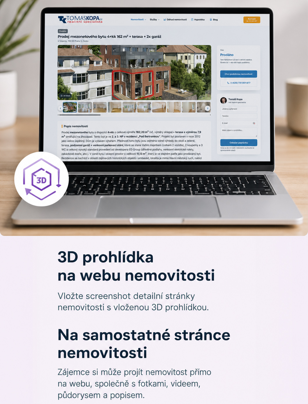 3D prohlídka na webu nemovitosti