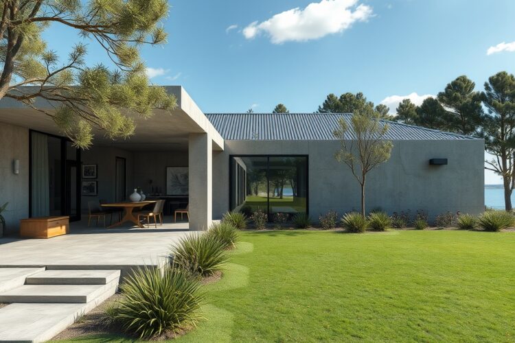 Udržitelný dům z betonu a cypřišového dřeva – Inspirace pro bydlení ve stylu moderního rustikálu