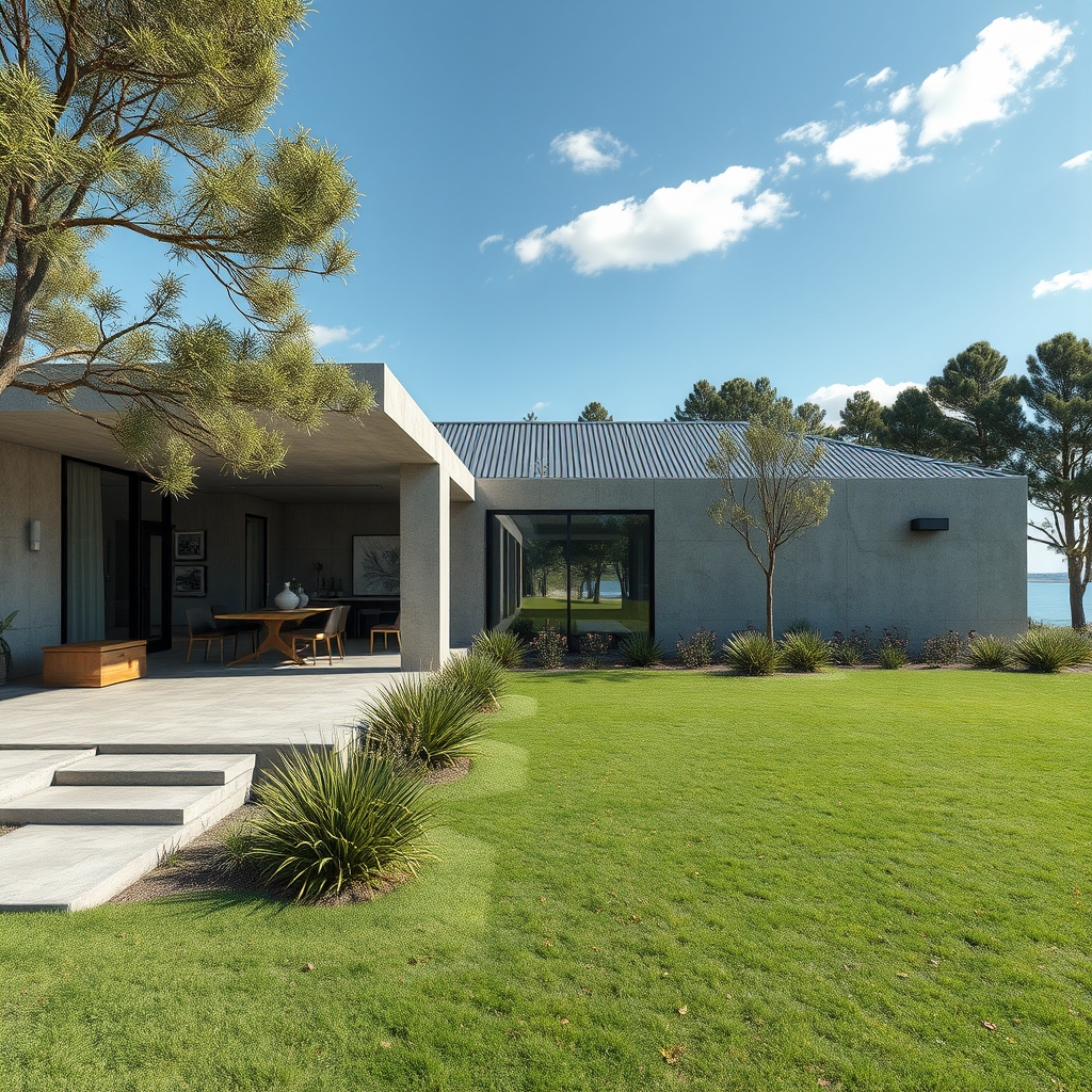 Udržitelný dům z betonu a cypřišového dřeva – Inspirace pro bydlení ve stylu moderního rustikálu